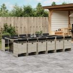 Set mobilier de grădină cu perne 13 piese gri deschis poliratan GartenMobel Dekor