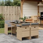 Set mobilier pentru grădină, 5 piese, cu perne, bej, poliratan GartenMobel Dekor