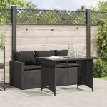 Set mobilier de grădină cu perne, 2 piese, negru, poliratan GartenMobel Dekor