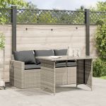 Set mobilier de grădină cu perne 2 piese gri deschis poliratan GartenMobel Dekor