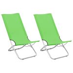 Scaune de plajă pliante, 2 buc., verde, material textil GartenMobel Dekor