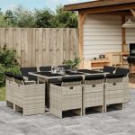 Set mobilier de grădină cu perne 11 piese gri deschis poliratan GartenMobel Dekor