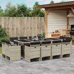 Set mobilier de grădină cu perne 13 piese gri deschis poliratan GartenMobel Dekor