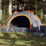 Cort de camping, 2 persoane, gri/portocaliu, setare rapidă GartenMobel Dekor