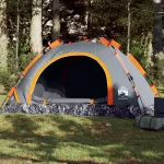 Cort de camping, 3 persoane, gri/portocaliu, setare rapidă GartenMobel Dekor
