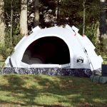 Cort de camping 2 persoane, alb opac, setare rapidă, țesătură GartenMobel Dekor