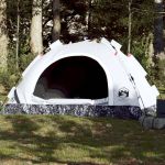 Cort de camping 4 persoane, alb opac, setare rapidă, țesătură GartenMobel Dekor