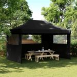 Cort pliabil pentru petreceri cu 3 pereți laterali, negru GartenMobel Dekor