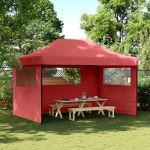 Cort pliabil pentru petreceri cu 3 pereți laterali roșu vișiniu GartenMobel Dekor