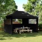 Cort pliabil pentru petreceri cu 3 pereți laterali, negru GartenMobel Dekor