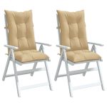 Perne scaun cu spătar înalt 2 buc. melanj bej 120x50x7cm textil GartenMobel Dekor
