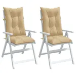 Perne scaun cu spătar înalt 2 buc. melanj bej 120x50x7cm textil GartenMobel Dekor