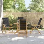 Scaune bistro pliabile, 4 buc., cu perne gri închis, bambus GartenMobel Dekor