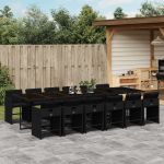 Set mobilier de grădină cu perne, 13 piese, negru, poliratan GartenMobel Dekor