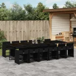 Set mobilier de grădină cu perne, 13 piese, negru, poliratan GartenMobel Dekor