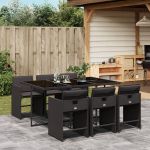 Set mobilier de grădină cu perne, 7 piese, negru, poliratan GartenMobel Dekor