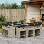 Set mobilier de grădină cu perne 11 piese gri deschis poliratan GartenMobel Dekor