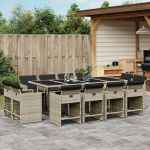 Set mobilier de grădină cu perne 13 piese gri deschis poliratan GartenMobel Dekor