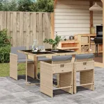 Set mobilier pentru grădină, 5 piese, cu perne, bej, poliratan GartenMobel Dekor