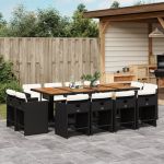 Set mobilier de grădină cu perne, 13 piese, negru, poliratan GartenMobel Dekor