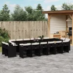 Set mobilier de grădină cu perne, 17 piese, negru, poliratan GartenMobel Dekor