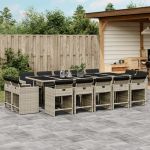 Set mobilier de grădină cu perne 15 piese gri deschis poliratan GartenMobel Dekor