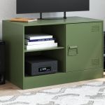 Comodă TV, verde măsliniu, 67x39x44 cm, oțel GartenMobel Dekor