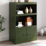 Comodă verde măslină 67x39x107 cm oțel GartenMobel Dekor