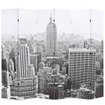 Paravan cameră pliabil, 228 x 170 cm, New York pe zi, alb/negru GartenMobel Dekor