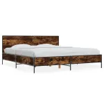 Cadru de pat, stejar fumuriu 200x200 cm lemn prelucrat și metal GartenMobel Dekor