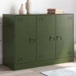 Bufeta verde măslină 99x39x73 cm oțel GartenMobel Dekor