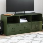 Comodă TV, verde măsliniu, 99x39x44 cm, oțel GartenMobel Dekor