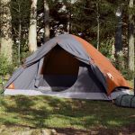 Cort de camping pentru 2 persoane, gri/portocaliu, impermeabil GartenMobel Dekor