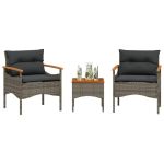 Set canapea de grădină cu perne, 3 piese, gri, poliratan GartenMobel Dekor