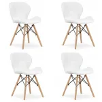 Set 4 scaune stil scandinav,  Artool, Lago, piele ecologica, lemn, alb, 47x38x73 cm GartenVIP DiyLine