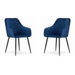 Set 2 scaune bucatarie/living,  Artool, Nugat, catifea, metal, bleumarin si negru, 58x54.5x91 cm GartenVIP DiyLine