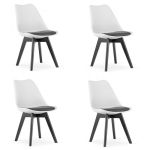 Set 4 scaune bucatarie/living, Artool, Mark, PP, lemn, alb si negru, perna neagra, 49x43x82 cm GartenVIP DiyLine