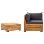 Set mobilier grădină cu perne, 2 piese, lemn masiv de acacia GartenMobel Dekor