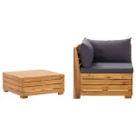 Set mobilier grădină cu perne, 2 piese, lemn masiv de acacia GartenMobel Dekor