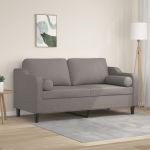 Canapea cu 2 locuri cu pernuțe, gri taupe, 140 cm, textil GartenMobel Dekor