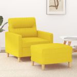 Fotoliu canapea cu taburet, galben deschis, 60 cm, textil GartenMobel Dekor