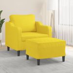 Fotoliu canapea cu taburet, galben deschis, 60 cm, textil GartenMobel Dekor
