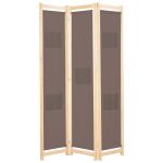 Paravan de cameră cu 3 panouri, maro, 120x170x4 cm, textil GartenMobel Dekor