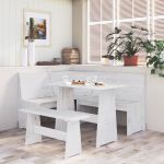 Set mobilier de bucătărie, 3 piese, alb, lemn masiv de pin GartenMobel Dekor