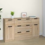 Set servantă, 3 piese, stejar sonoma, lemn prelucrat GartenMobel Dekor