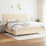 Pat box spring cu saltea, crem, 200x200 cm, textil GartenMobel Dekor