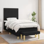 Pat box spring cu saltea, negru, 90x190 cm, textil GartenMobel Dekor