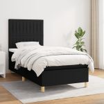 Pat box spring cu saltea, negru, 90x200 cm, textil GartenMobel Dekor