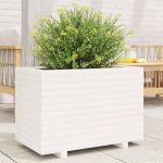 Jardinieră de grădină, alb, 70x40x49,5 cm, lemn masiv de pin GartenMobel Dekor