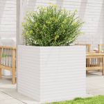 Jardinieră de grădină, alb, 70x70x68,5 cm, lemn masiv de pin GartenMobel Dekor